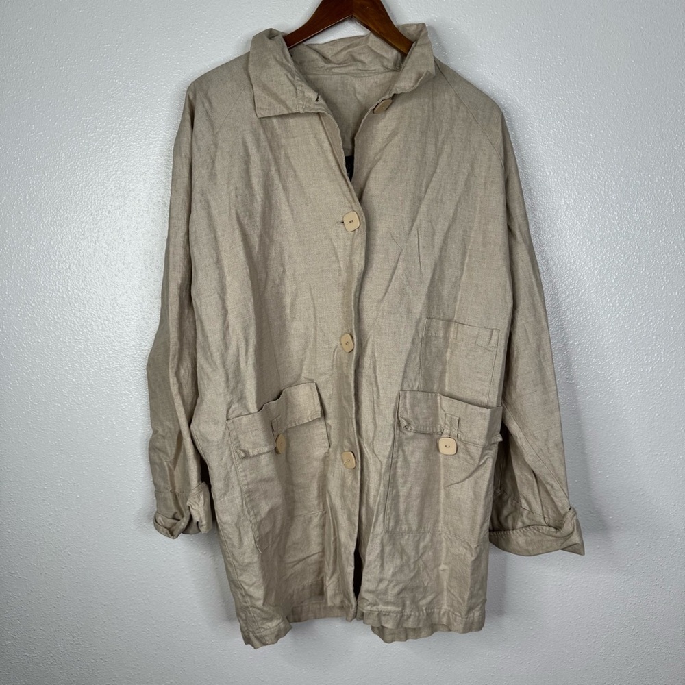 Maralyce Ferree Linen Blend Big Button Jacket Size Medium